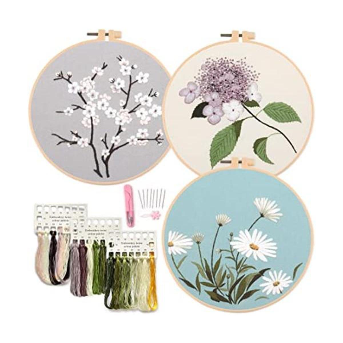 3 Sets of Starter Kits for Embroidery Beginners Including