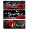3 carteles de madera de rosas rojas decoración de pared