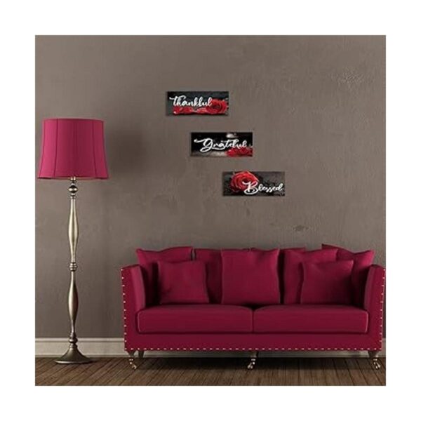 3 carteles de madera de rosas rojas decoración de pared