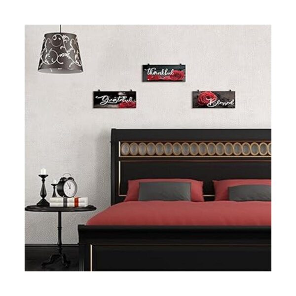 3 carteles de madera de rosas rojas decoración de pared