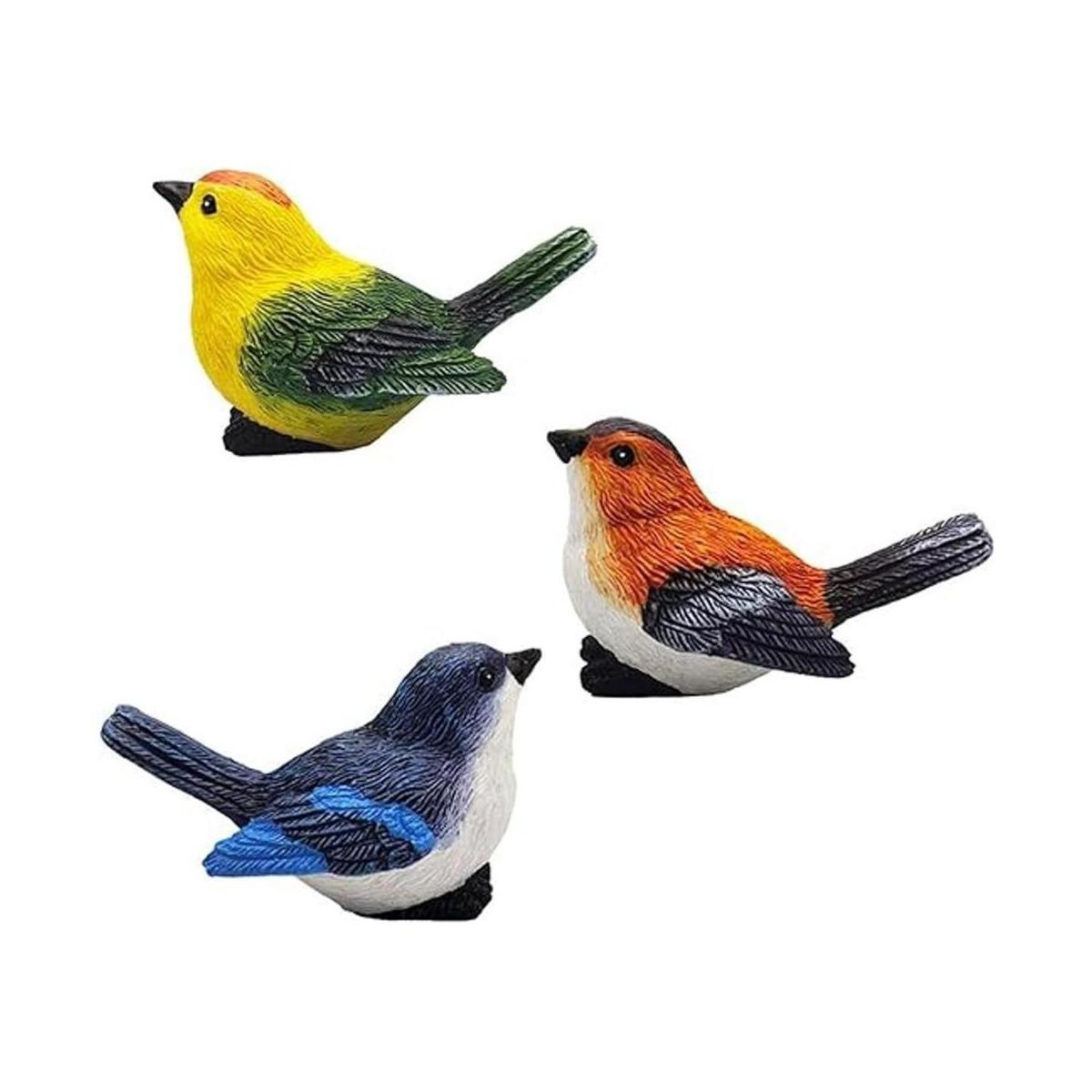 3 figuras decorativas de pájaros en miniatura para jardín