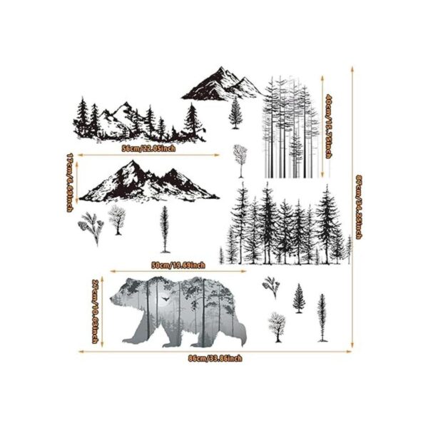 3 hojas de calcomanías de pared de oso del bosque de