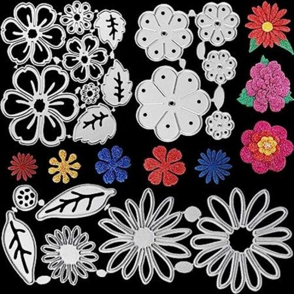 3 juegos de troqueles de corte de metal de flores hojas