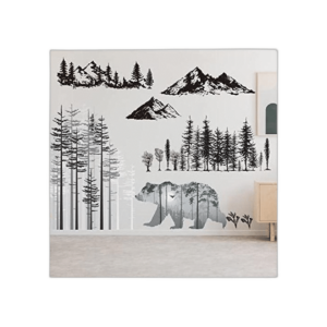 3 hojas de calcomanías de pared de oso del bosque de