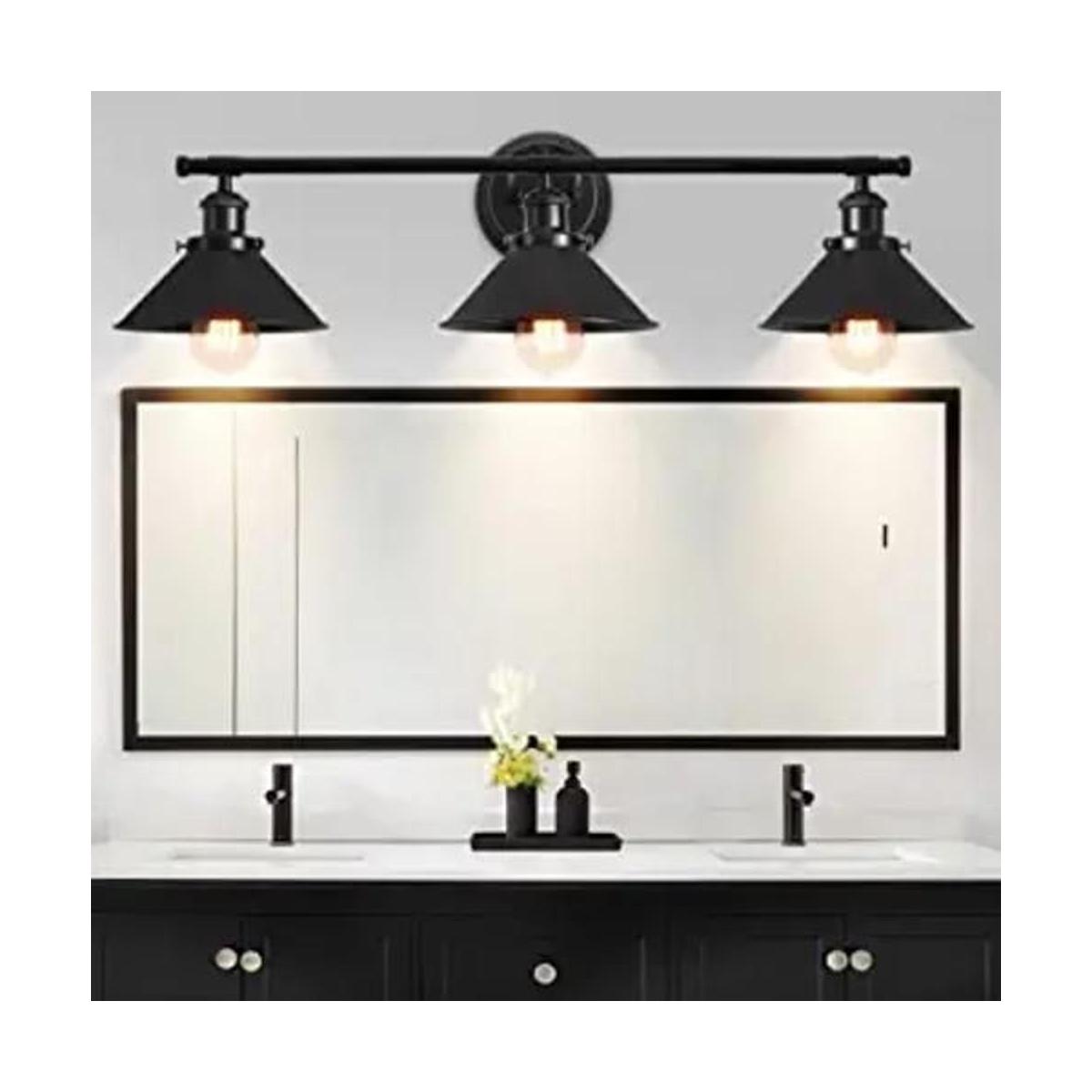 3 luces negras para baño lámparas de tocador de granja