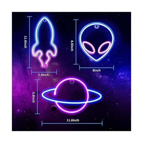 3 letreros de neón extraterrestre planet cohete luz de_3