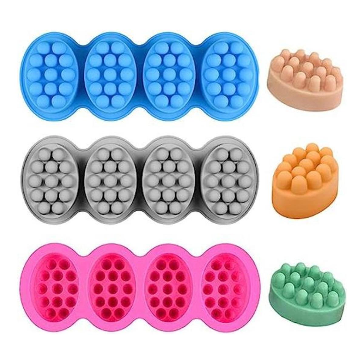 3 moldes de jabón para barra de masaje 4.5 oz 4 cavidades