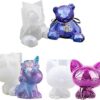 3 moldes de resina de animales de dibujos animados 3D