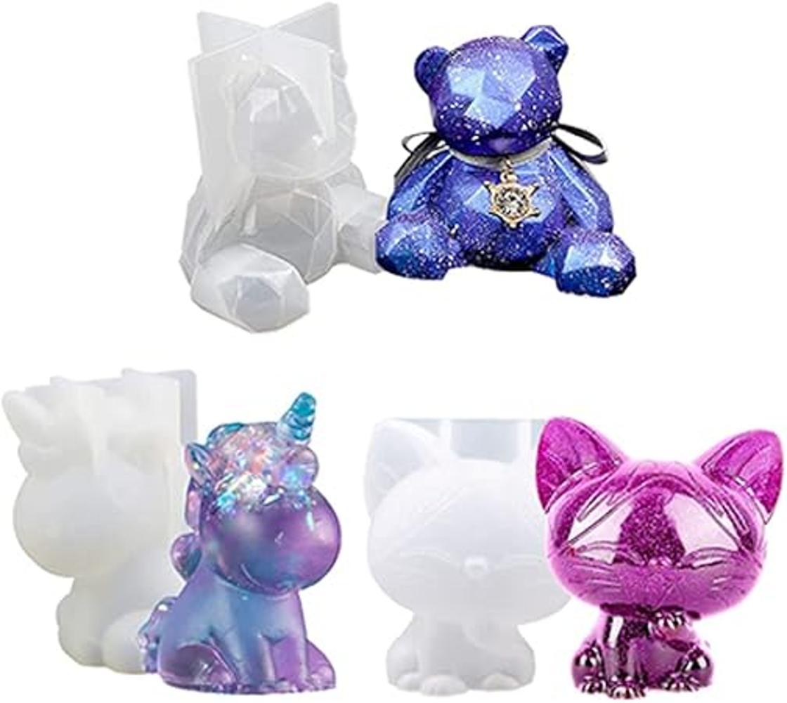 3 moldes de resina de animales de dibujos animados 3D