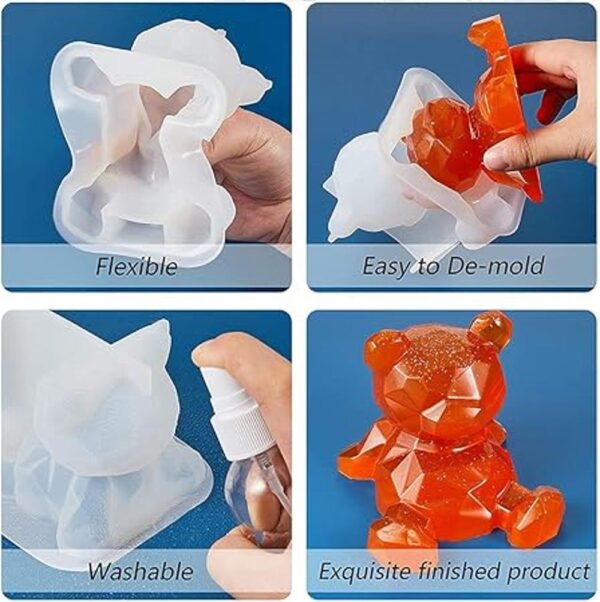 3 moldes de resina de animales de dibujos animados 3D