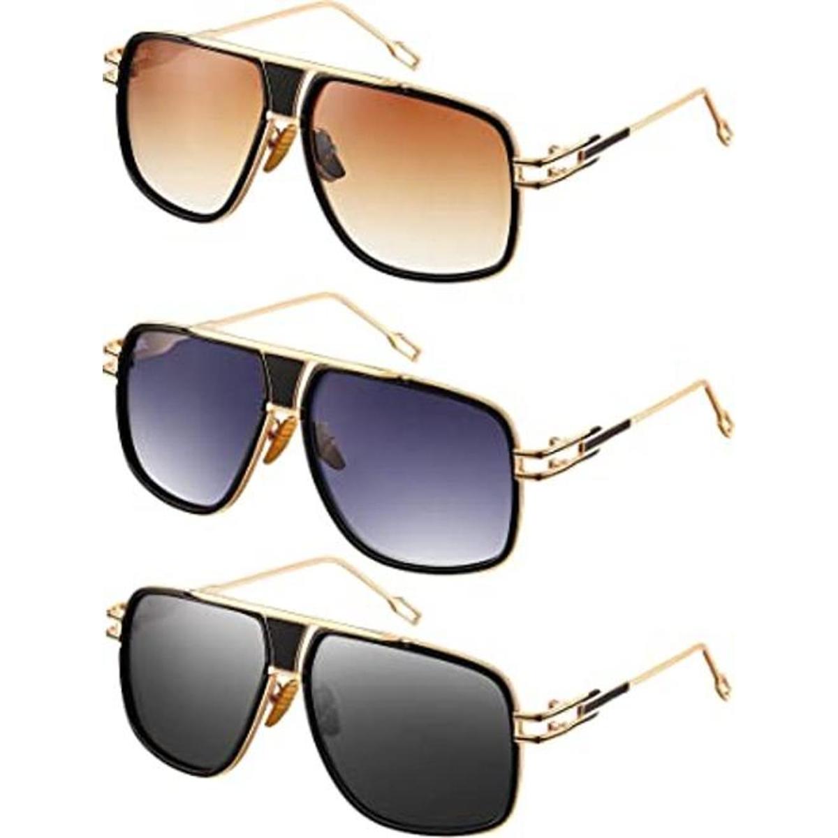 3 pares de lentes de sol retro con marco dorado gafas de
