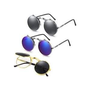 3 pares de gafas de sol redondas vintage estilo steampunk_1