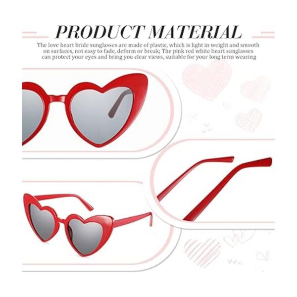 3 pares de lentes de sol con forma de corazón enmarcados