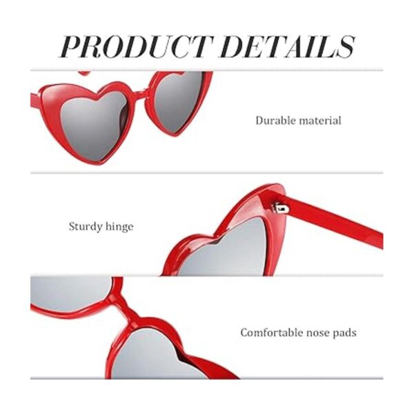 3 pares de lentes de sol con forma de corazón enmarcados