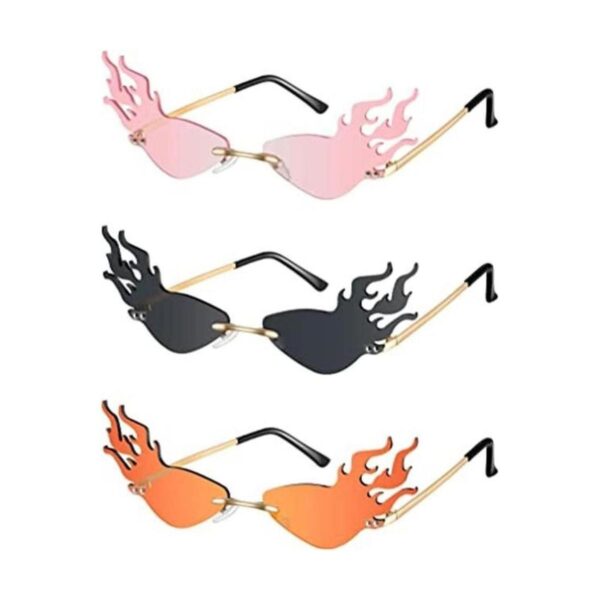 3 pares de gafas de sol de llama de fuego de Halloween sin