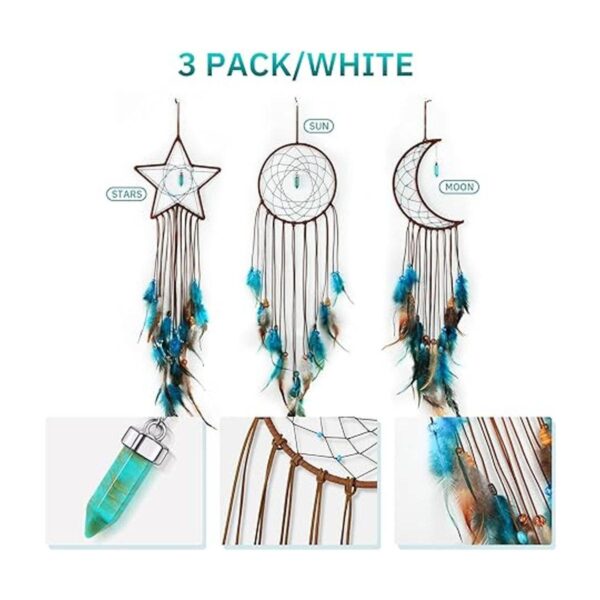 3 piezas atrapasueños luna sol hecho a mano diseño