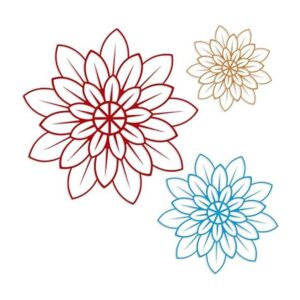 3 piezas de arte de pared de metal con flores de metal_1