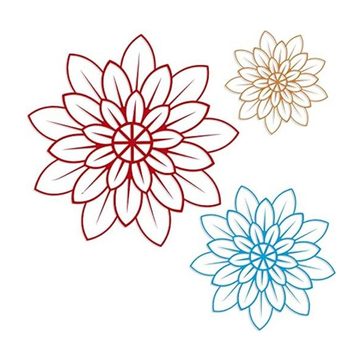 3 piezas de arte de pared de metal con flores de metal