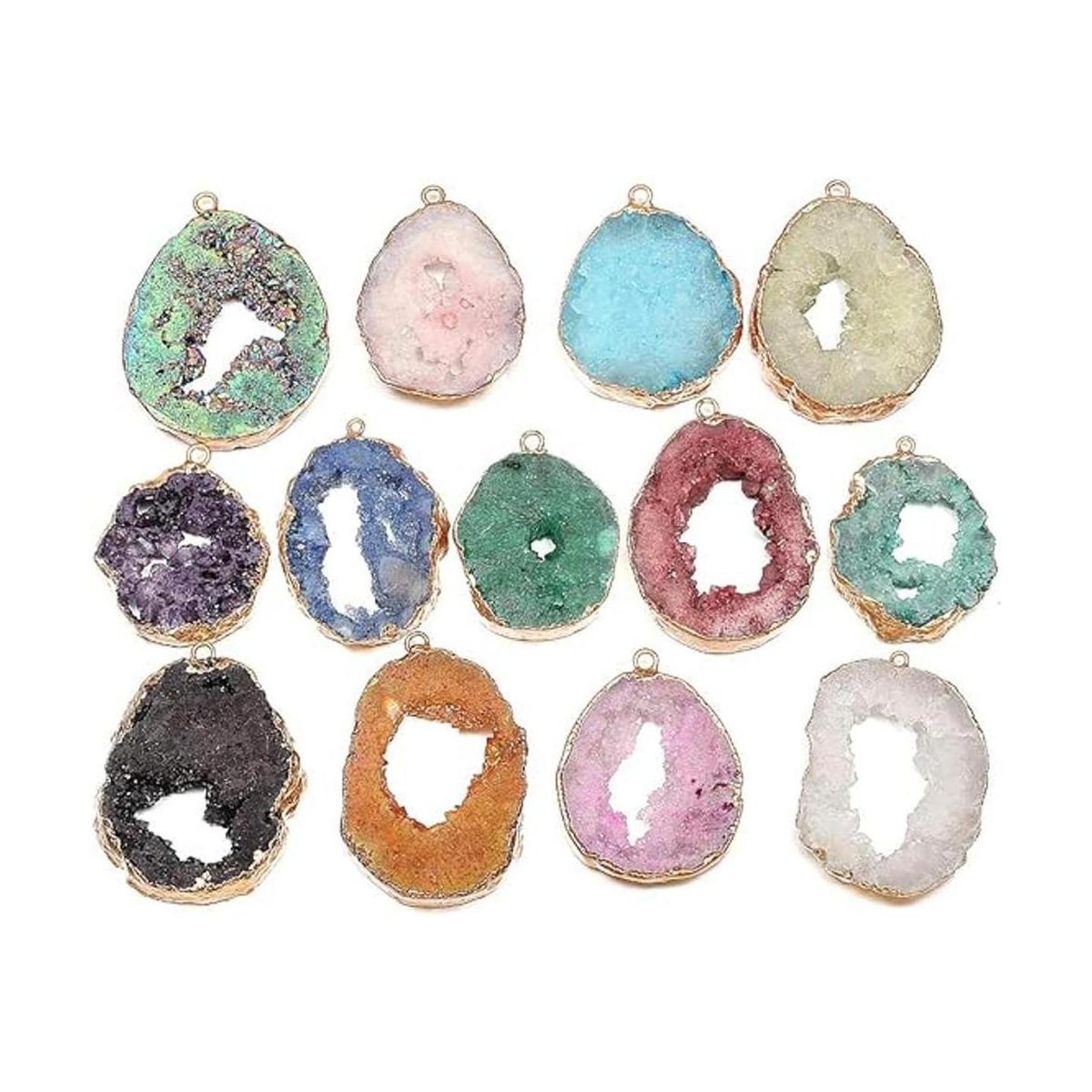 3 piezas de collar de ágata drusa natural dijes de