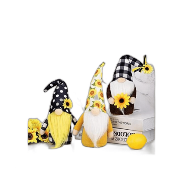 3 piezas de gnomos de girasol diseño a cuadros diseño de_1