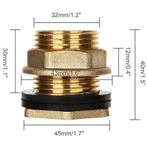 3 piezas de latón sólido conector de tanque de agua para