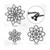 3 piezas de flores de metal negro decoración de pared