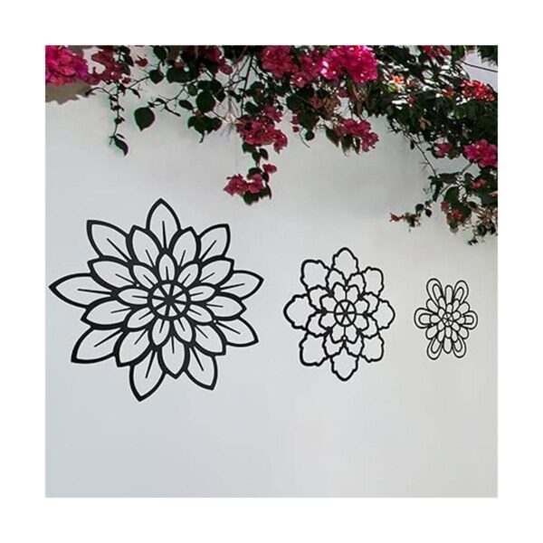 3 piezas de flores de metal negro decoración de pared