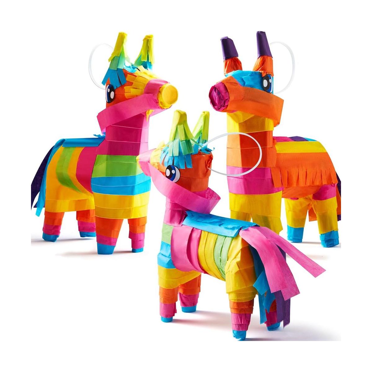 3 piezas de mini piñatas de burro de 7.5 x 5.5 pulgadas