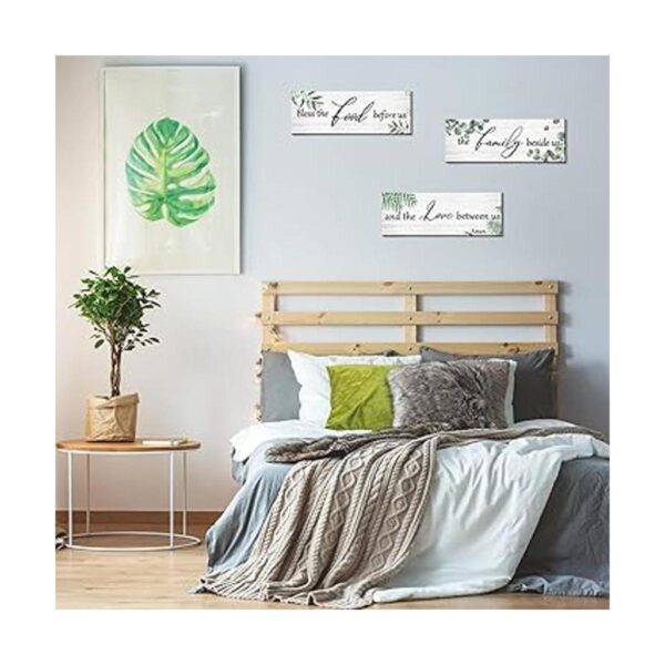 3 piezas de madera de eucalipto cartel de pared bendice