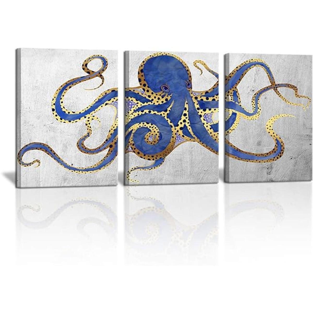 3 piezas de pulpo para pared pintura de animales marinos