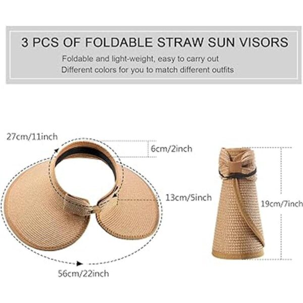3 piezas de paja plegable para mujer visera ancha_2