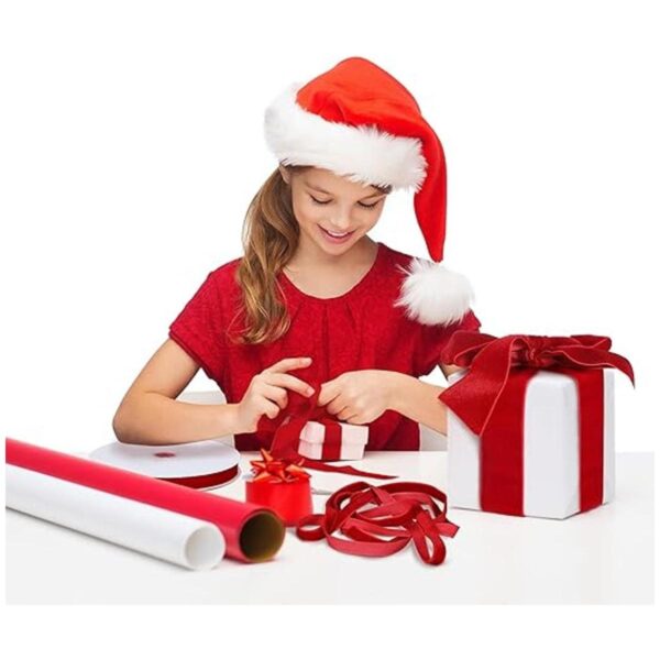 3 rollos de cinta de terciopelo rojo vintage para Navidad