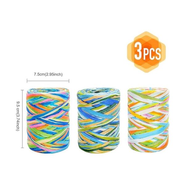 3 rollos de cinta de rafia de papel de colores 262.5 ft