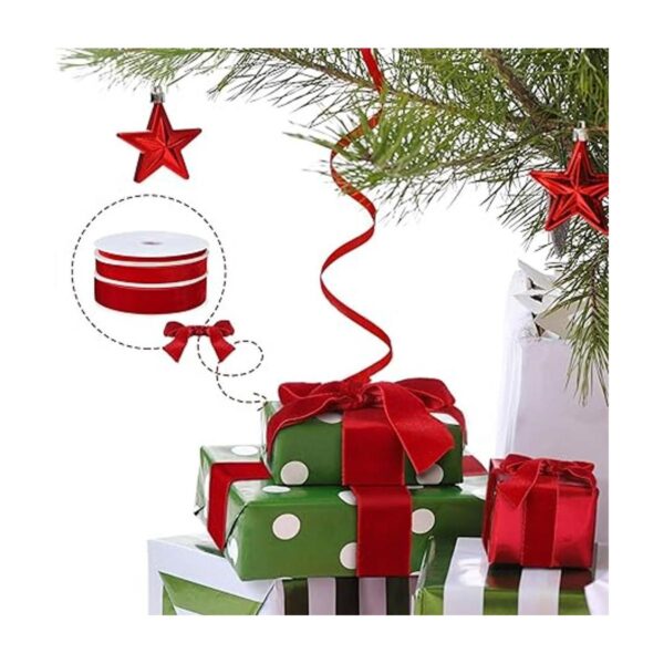 3 rollos de cinta de terciopelo rojo vintage para Navidad