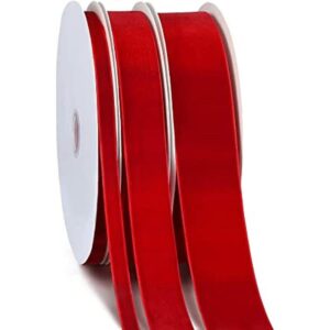 3 rollos de cinta de terciopelo rojo vintage para Navidad