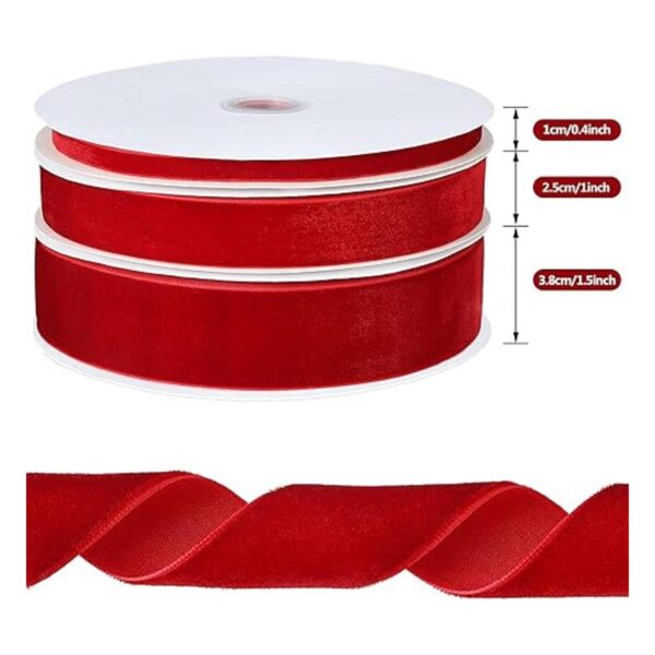 3 rollos de cinta de terciopelo rojo vintage para Navidad