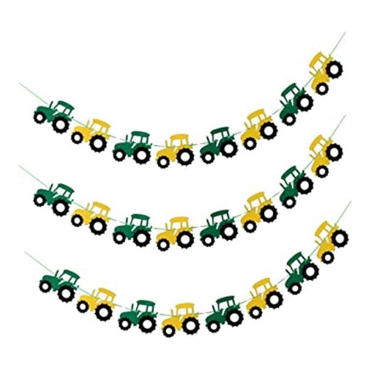 3 unids Tractor Banner Fieltro Banderines Guirnalda Señal