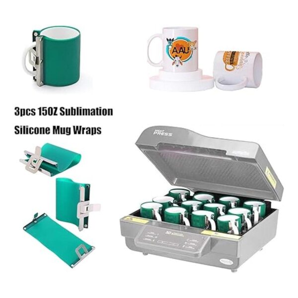 3 unids 15OZ sublimación silicona taza envuelve 3D