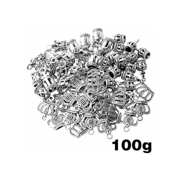 3.53 oz de plata antigua corona de cuentas encantos corona