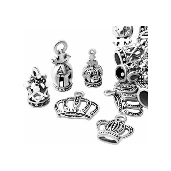 3.53 oz de plata antigua corona de cuentas encantos corona