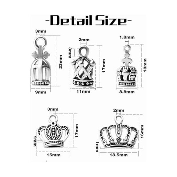 3.53 oz de plata antigua corona de cuentas encantos corona