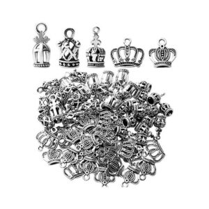 3.53 oz de plata antigua corona de cuentas encantos corona