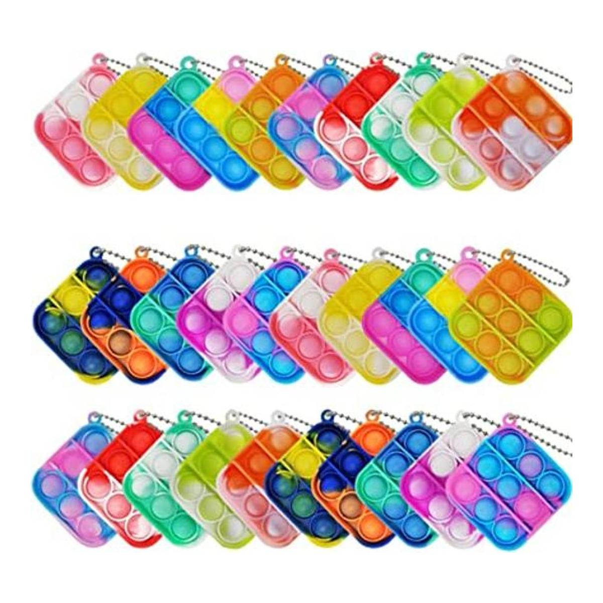 30 Pcs Tie Dye Squeeze Pop Bubble Simple Fidget Sensory