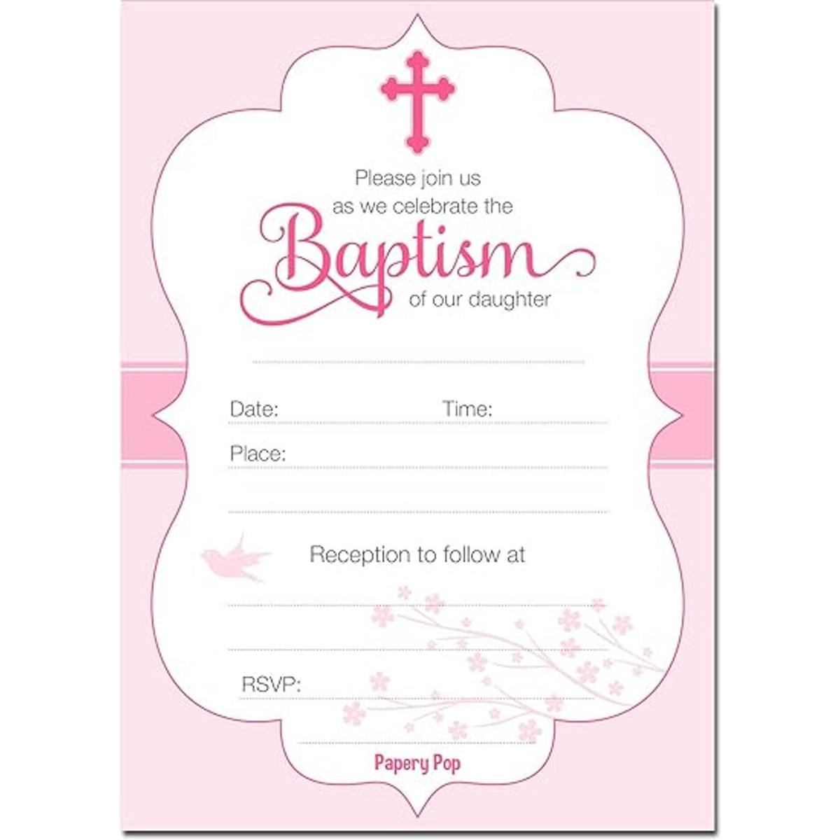 30 Bautismo invitaciones Girl con sobres Celebración
