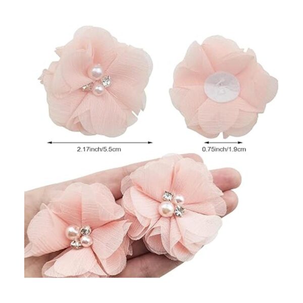 30 apliques de tela de costura de flores de gasa rosa