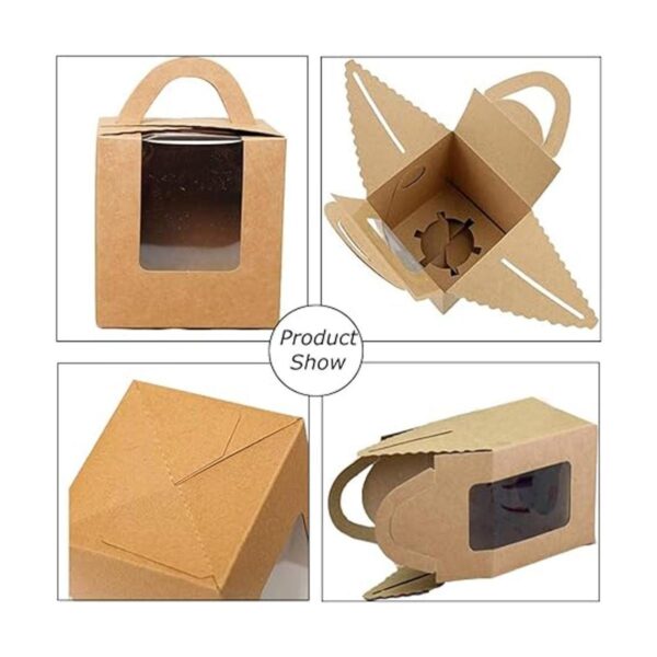 30 cajas individuales para magdalenas con ventana y asa