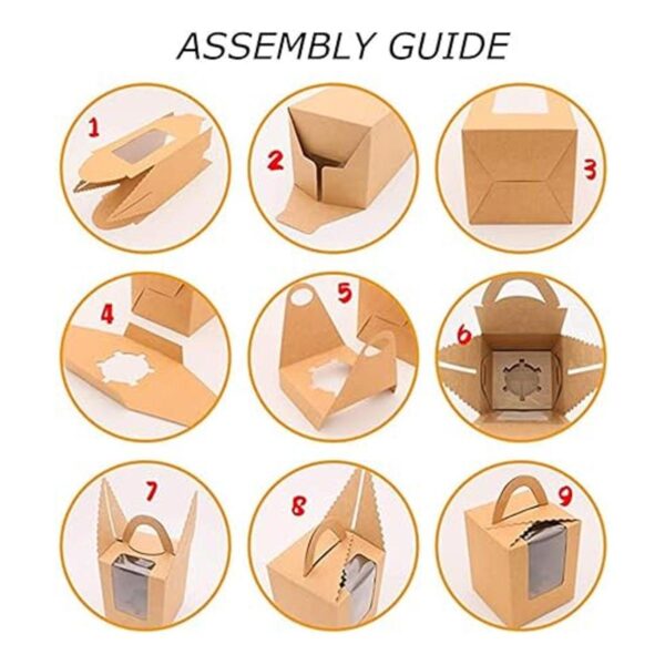 30 cajas individuales para magdalenas con ventana y asa