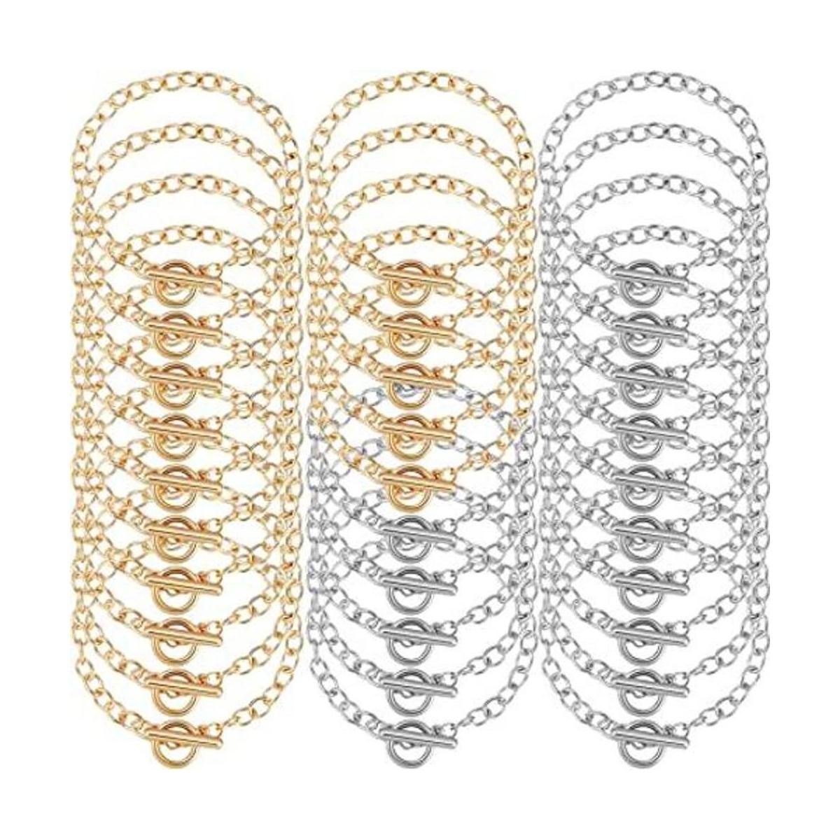 30 cadenas de pulsera con cierre de palanca OT cadenas de