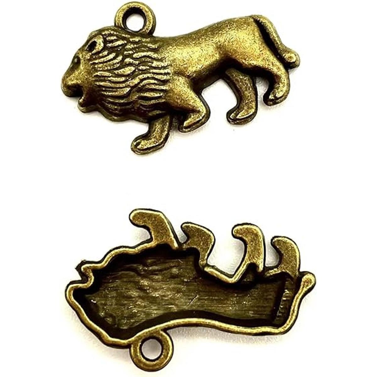30 colgantes de bronce antiguo de león de animales para