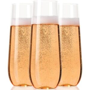 30 flautas de champán de plástico sin tallo vasos